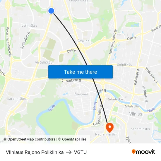 Vilniaus Rajono Poliklinika to VGTU map