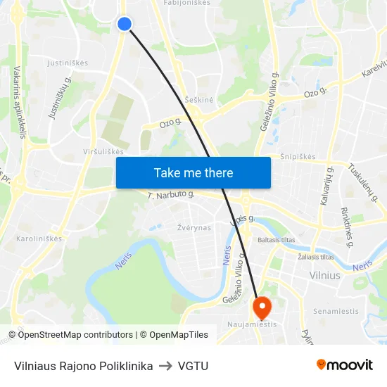 Vilniaus Rajono Poliklinika to VGTU map
