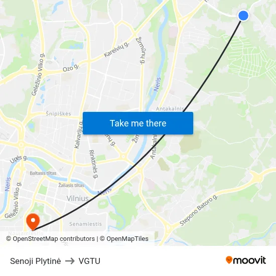 Senoji Plytinė to VGTU map