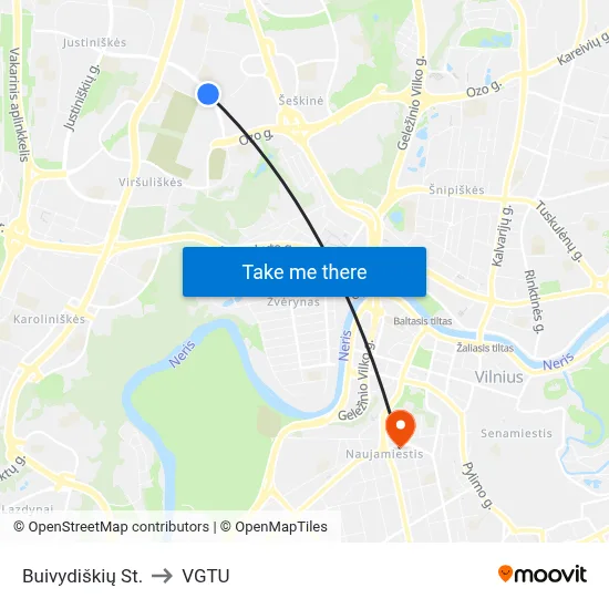 Buivydiškių St. to VGTU map