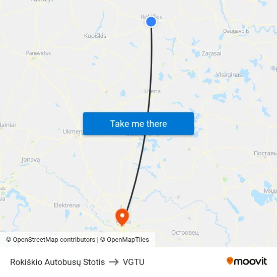 Rokiškio Autobusų Stotis to VGTU map