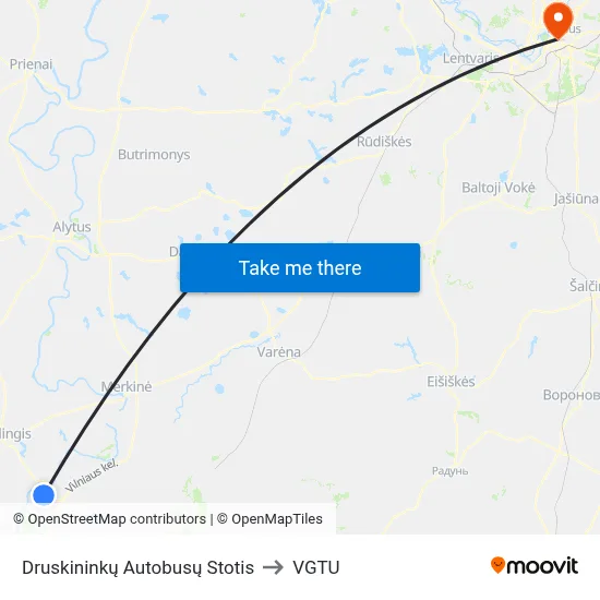 Druskininkų Autobusų Stotis to VGTU map