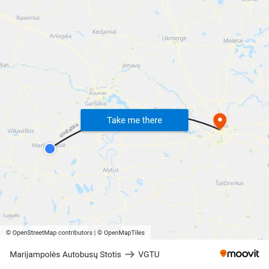 Marijampolės Autobusų Stotis to VGTU map