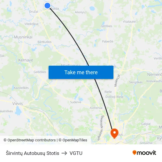 Širvintų Autobusų Stotis to VGTU map