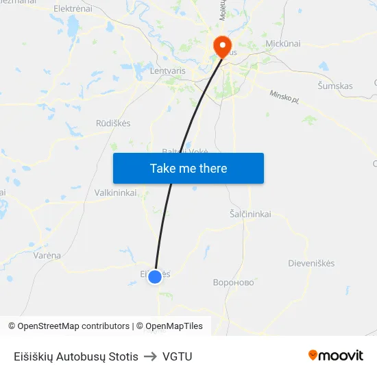 Eišiškių Autobusų Stotis to VGTU map