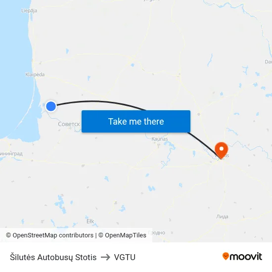 Šilutės Autobusų Stotis to VGTU map