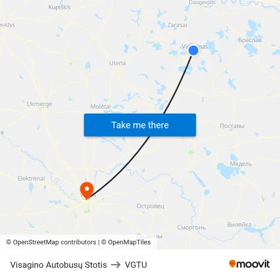 Visagino Autobusų Stotis to VGTU map