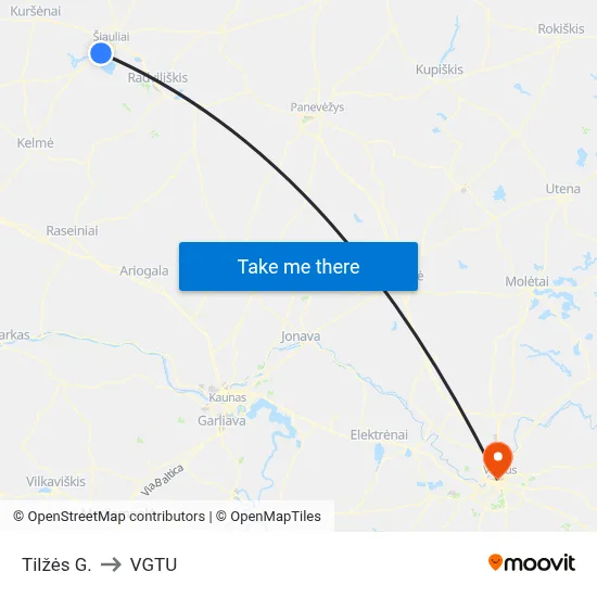 Tilžės G. to VGTU map