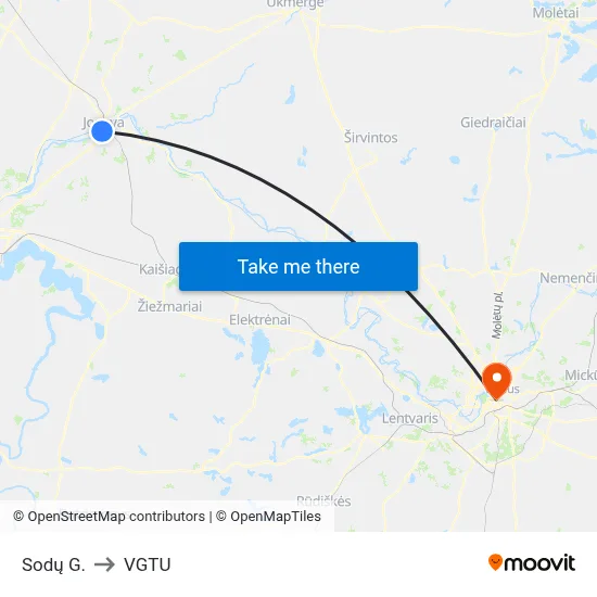 Sodų G. to VGTU map