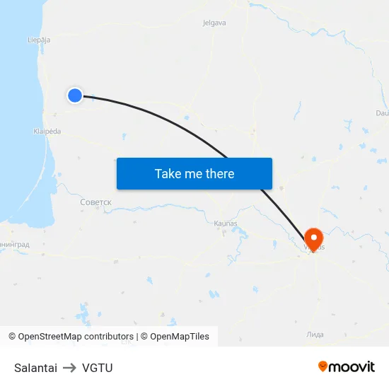 Salantai to VGTU map