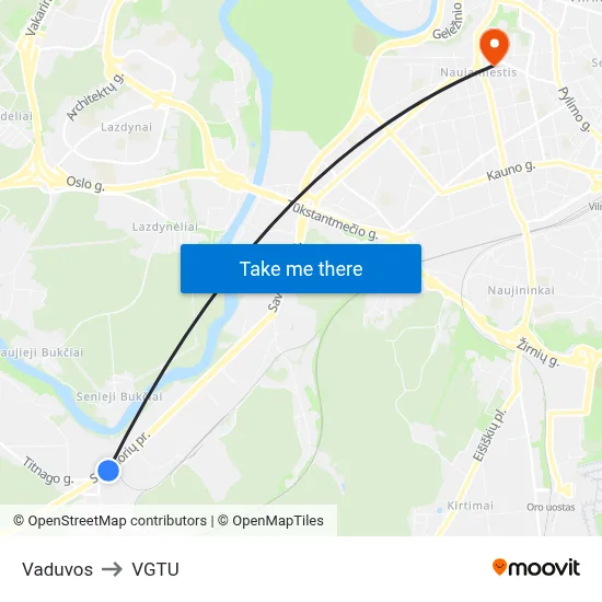 Vaduvos to VGTU map
