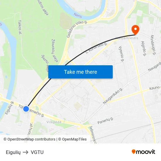 Eigulių to VGTU map