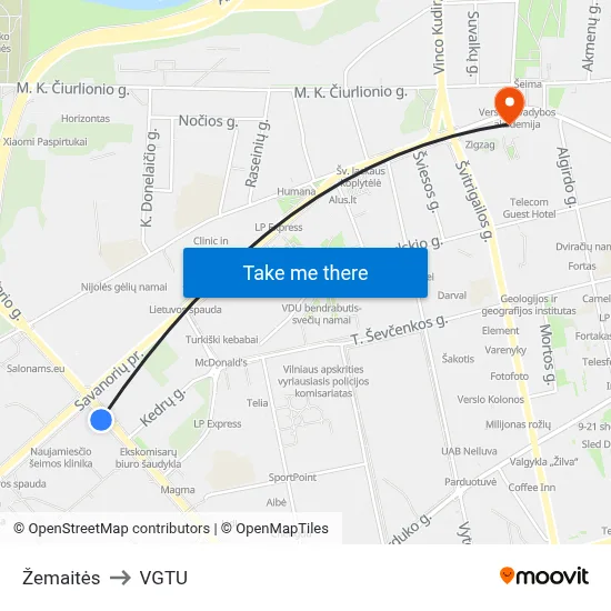 Žemaitės to VGTU map