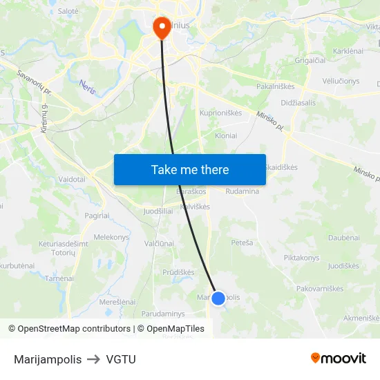 Marijampolis to VGTU map