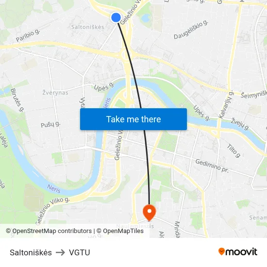 Saltoniškės to VGTU map