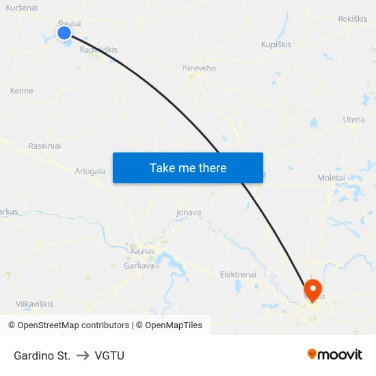 Gardino St. to VGTU map