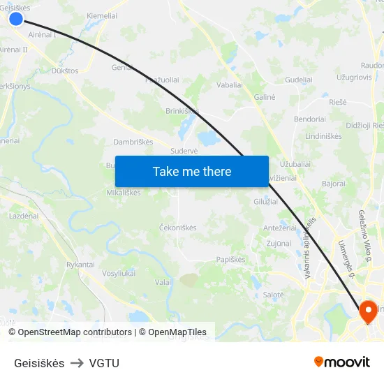 Geisiškės to VGTU map