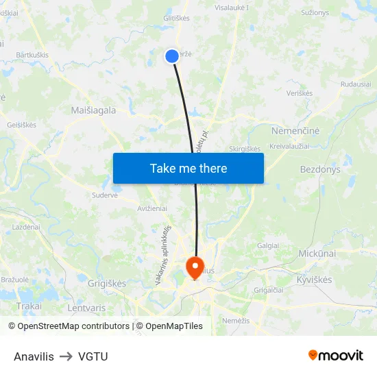 Anavilis to VGTU map