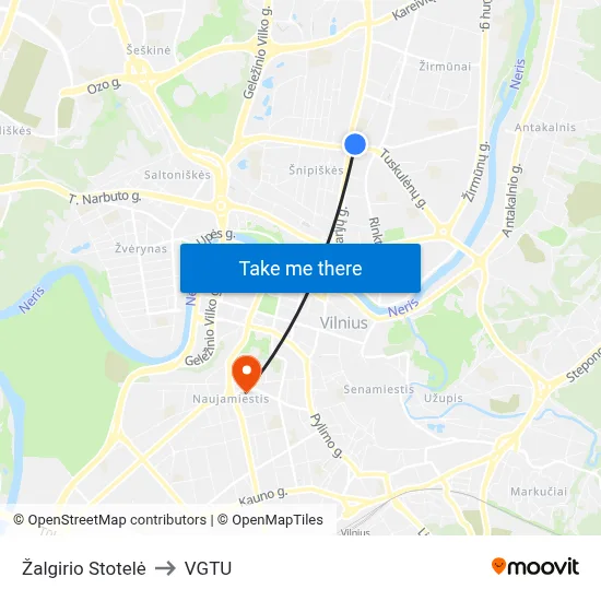 Žalgirio Stotelė to VGTU map