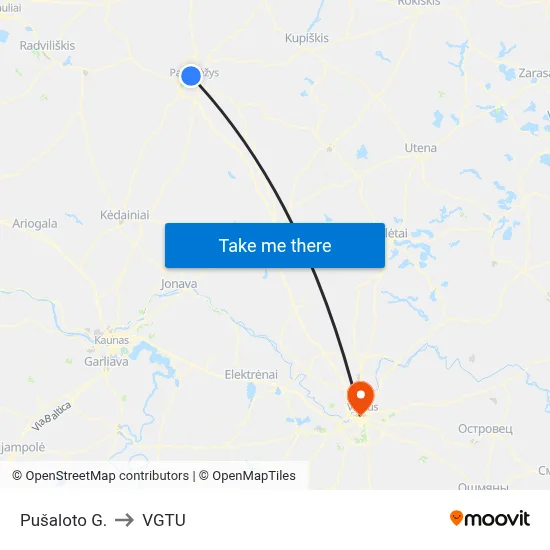 Pušaloto G. to VGTU map