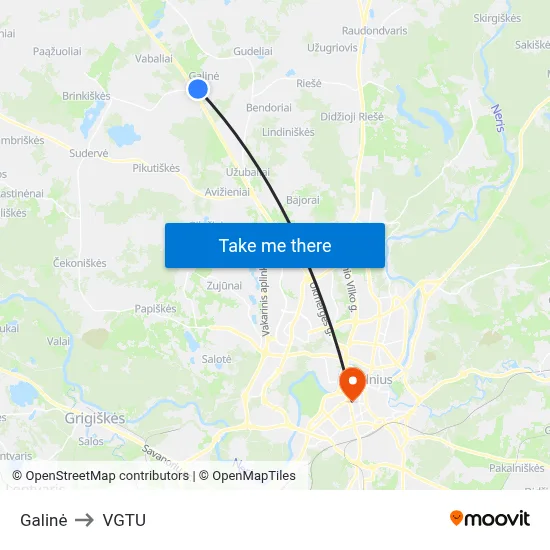 Galinė to VGTU map