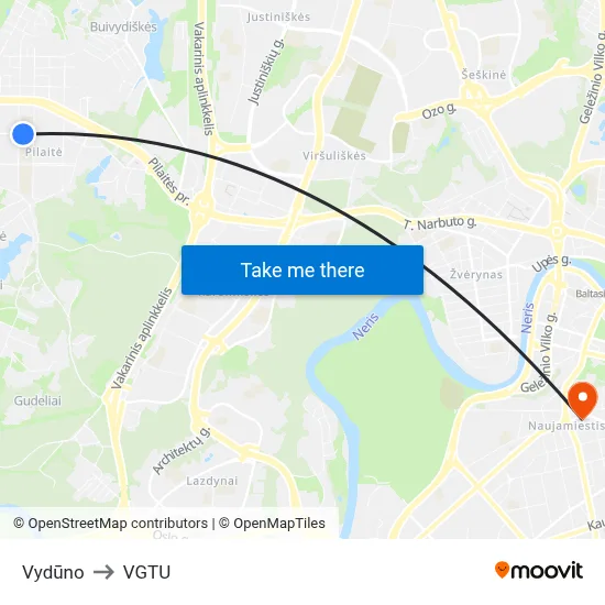 Vydūno to VGTU map