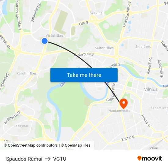 Spaudos Rūmai to VGTU map