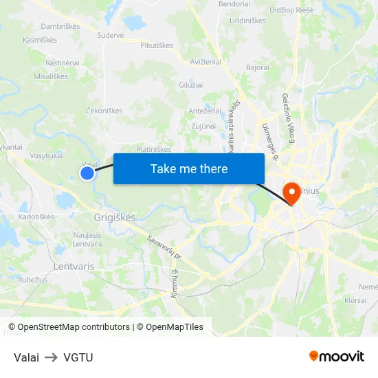 Valai to VGTU map