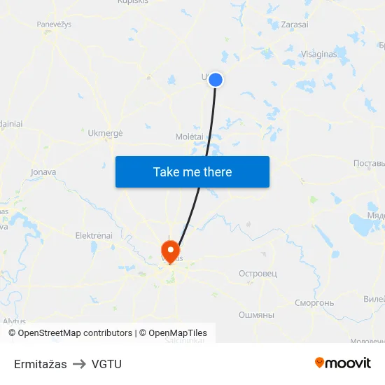 Ermitažas to VGTU map