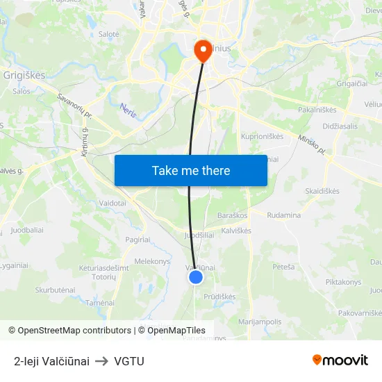 2-Ieji Valčiūnai to VGTU map