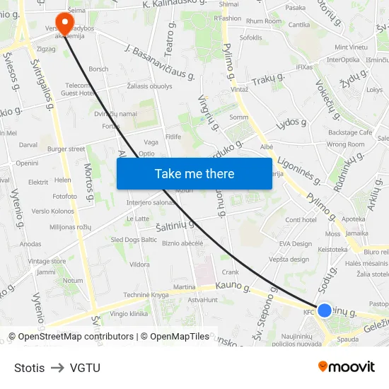 Stotis to VGTU map