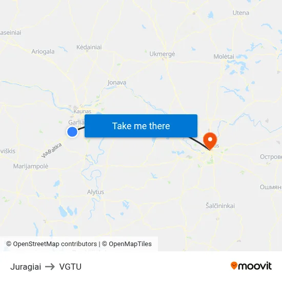 Juragiai to VGTU map