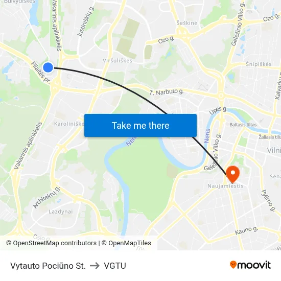 Vytauto Pociūno St. to VGTU map