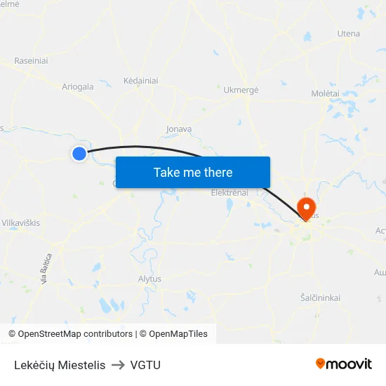 Lekėčių Miestelis to VGTU map