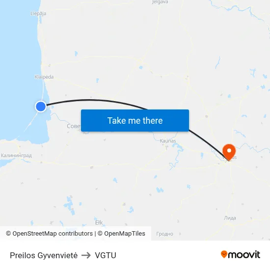 Preilos Gyvenvietė to VGTU map