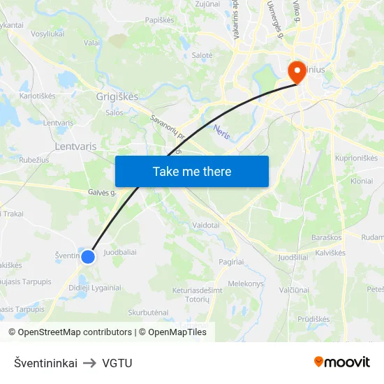 Šventininkai to VGTU map