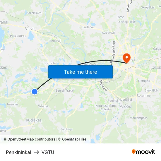 Penkininkai to VGTU map