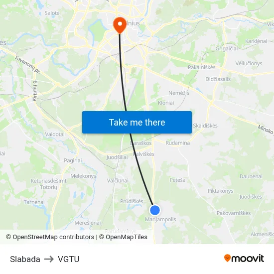 Slabada to VGTU map