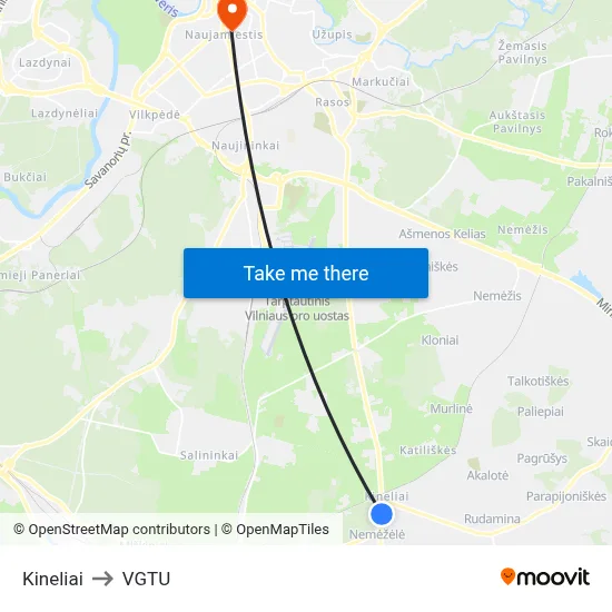 Kineliai to VGTU map