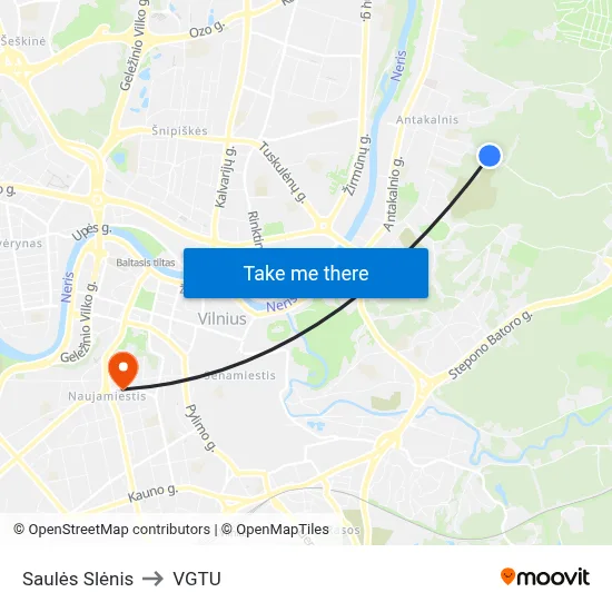 Saulės Slėnis to VGTU map