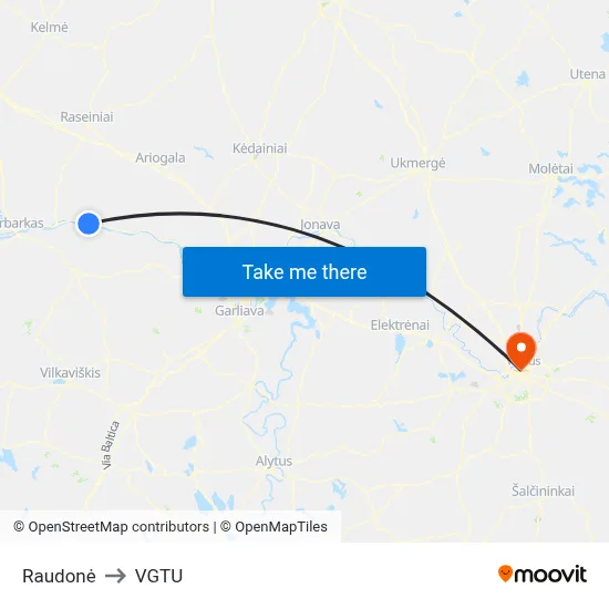 Raudonė to VGTU map