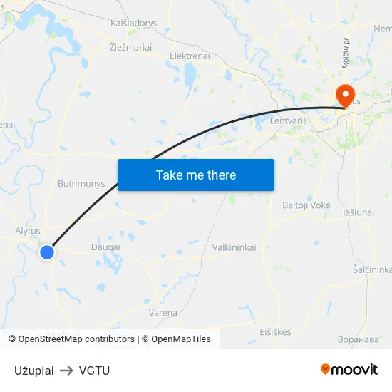 Užupiai to VGTU map