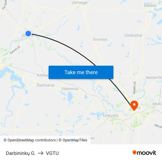 Darbininkų G. to VGTU map