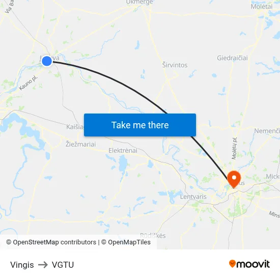 Vingis to VGTU map