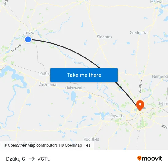 Dzūkų G. to VGTU map