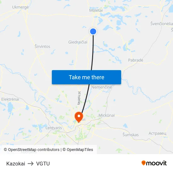 Kazokai to VGTU map