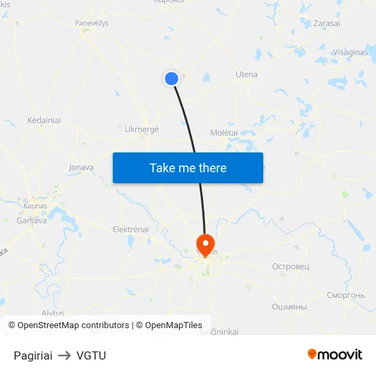Pagiriai to VGTU map