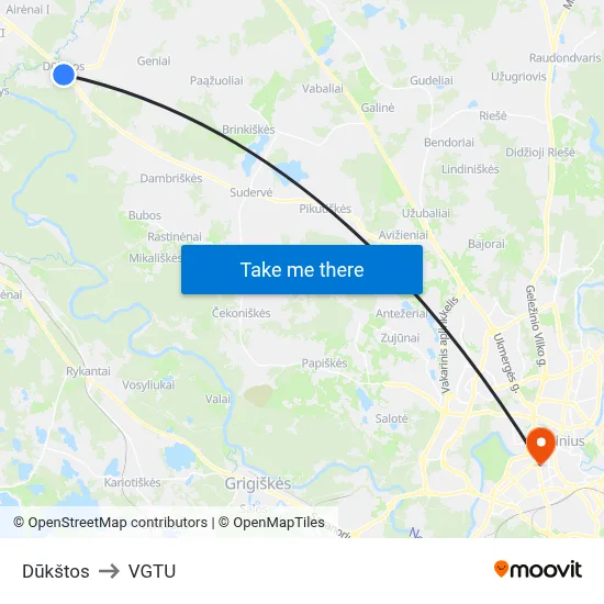 Dūkštos to VGTU map