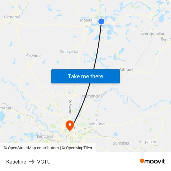 Kašelinė to VGTU map