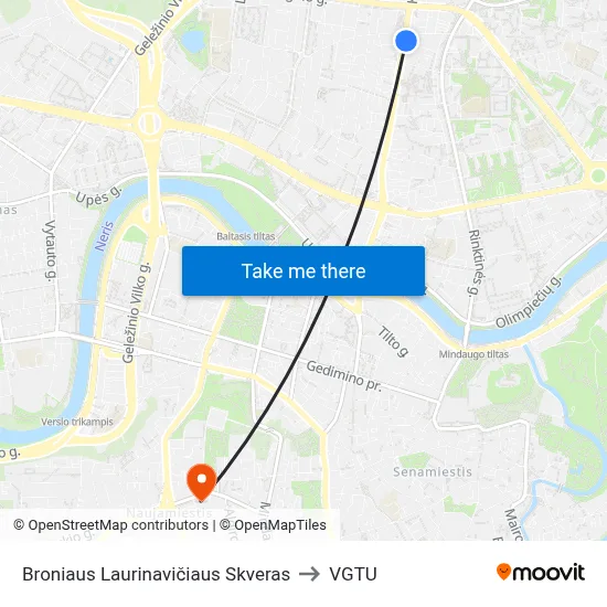 Broniaus Laurinavičiaus Skveras to VGTU map